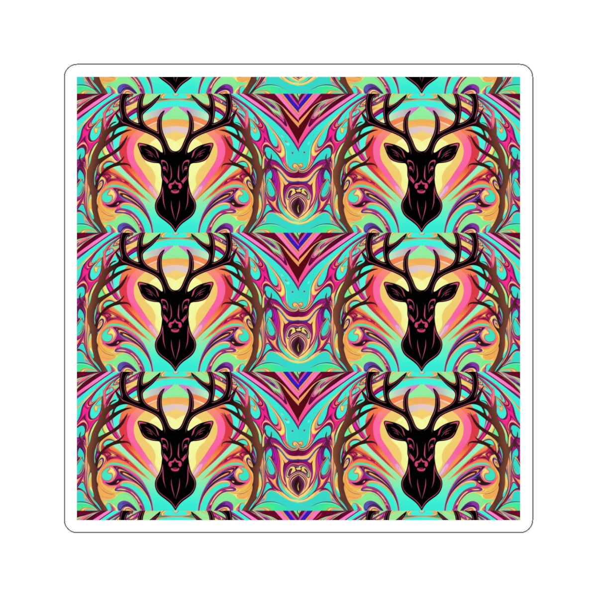 Vibrant Deer Kiss-Cut Stickers - Boho-Chic Art for Laptops and Decor