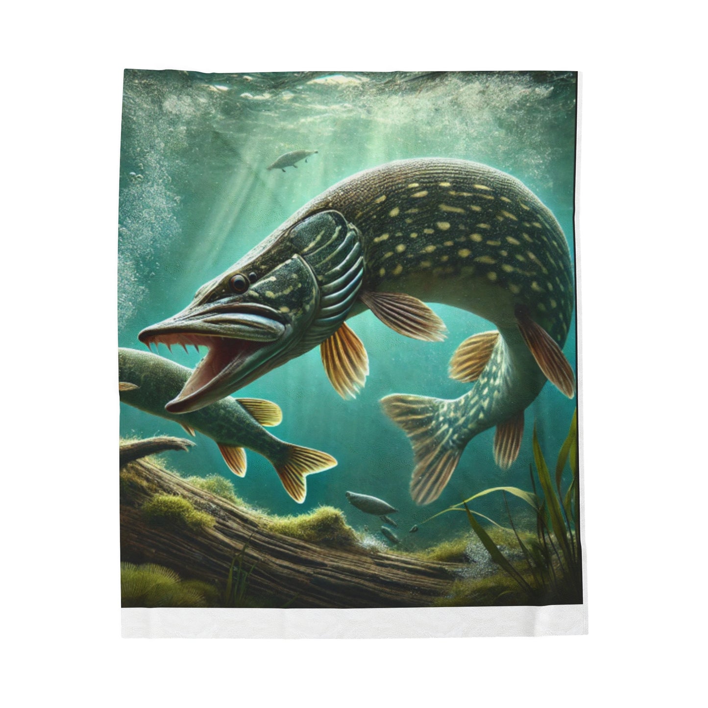 Fierce Pike Velveteen Plush Blanket - Cozy Fishing Decor