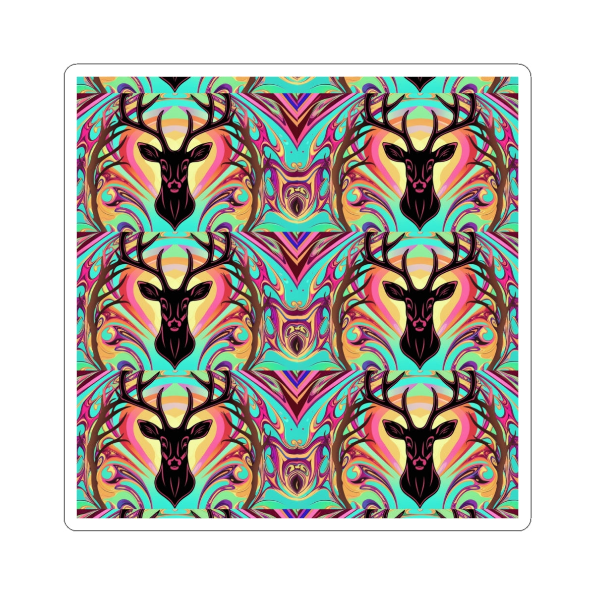 Vibrant Deer Kiss-Cut Stickers - Boho-Chic Art for Laptops and Decor