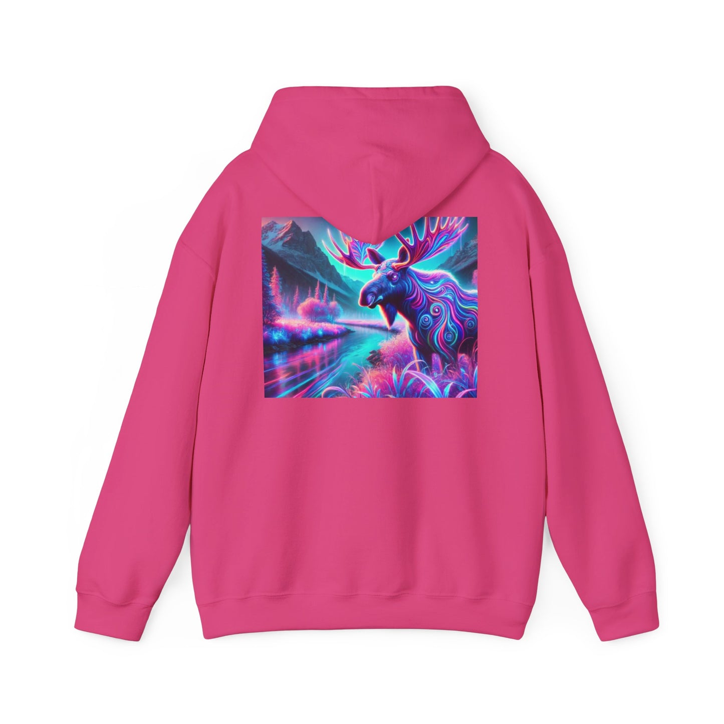 Colorful Moose Design Unisex Heavy Blend™ Hooded Sweatshirt - Unique Outdoorsy Style for Nature Lovers