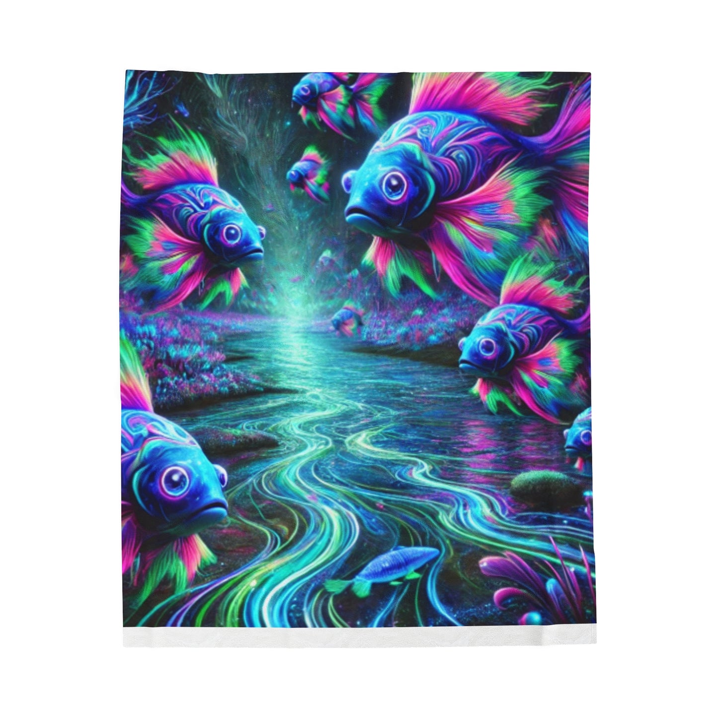 Vibrant Fish-Themed Velveteen Plush Blanket - Cozy Decorative Throw