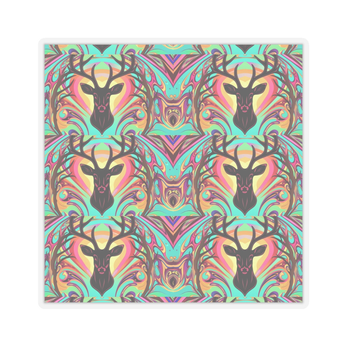 Vibrant Deer Kiss-Cut Stickers - Boho-Chic Art for Laptops and Decor