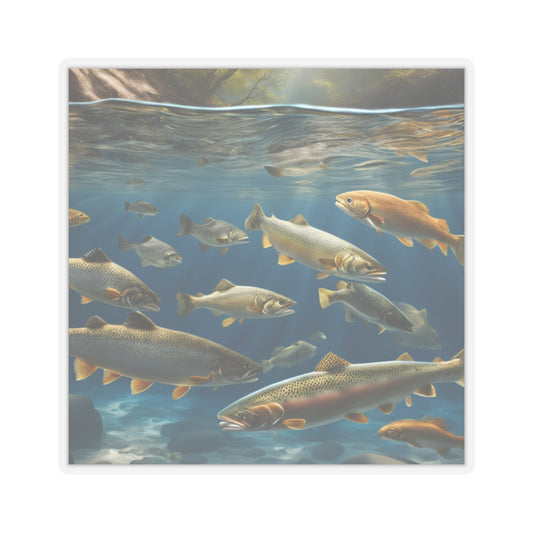 Watercolor Fish Kiss-Cut Stickers - Nature Lover's Decor for Laptops & More