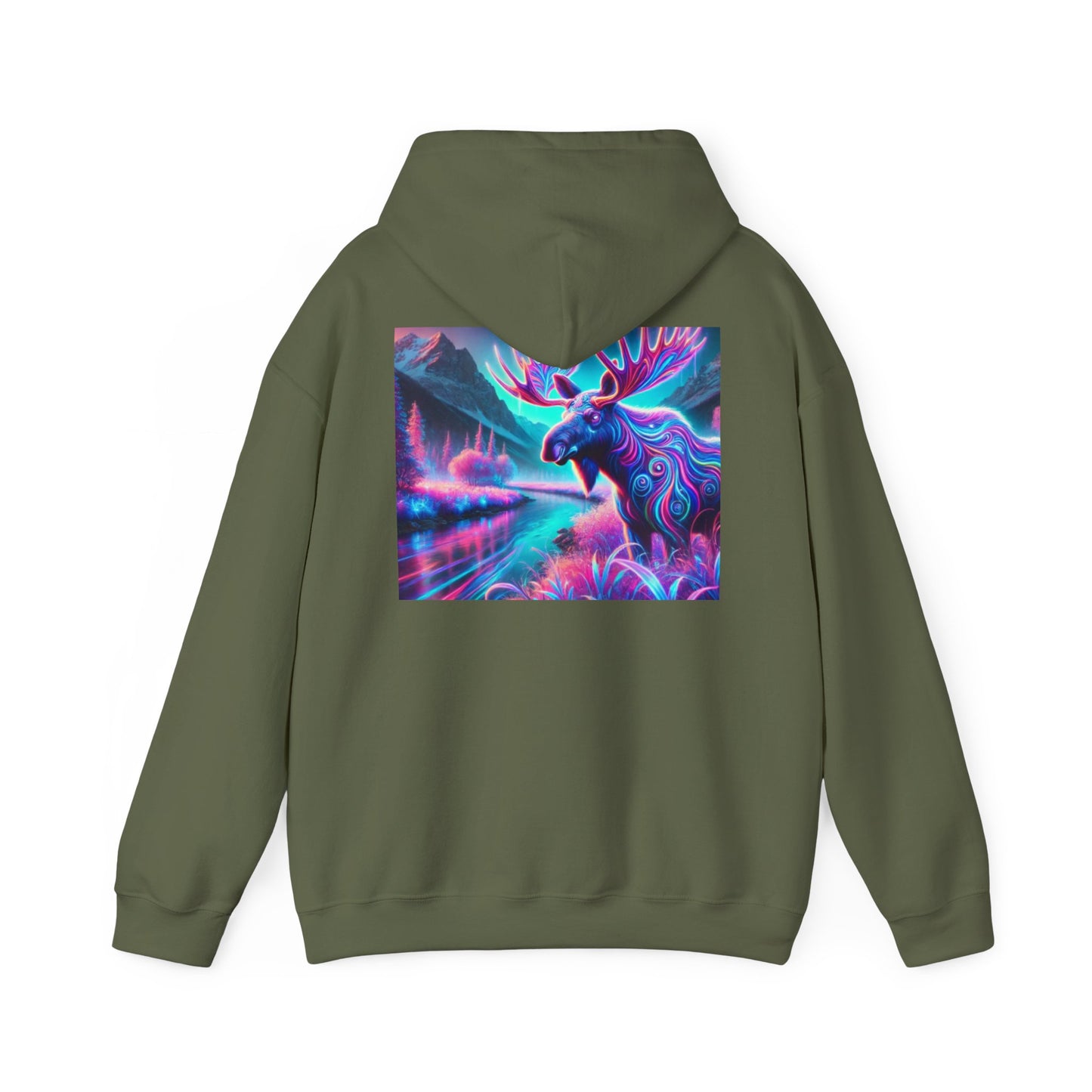 Colorful Moose Design Unisex Heavy Blend™ Hooded Sweatshirt - Unique Outdoorsy Style for Nature Lovers