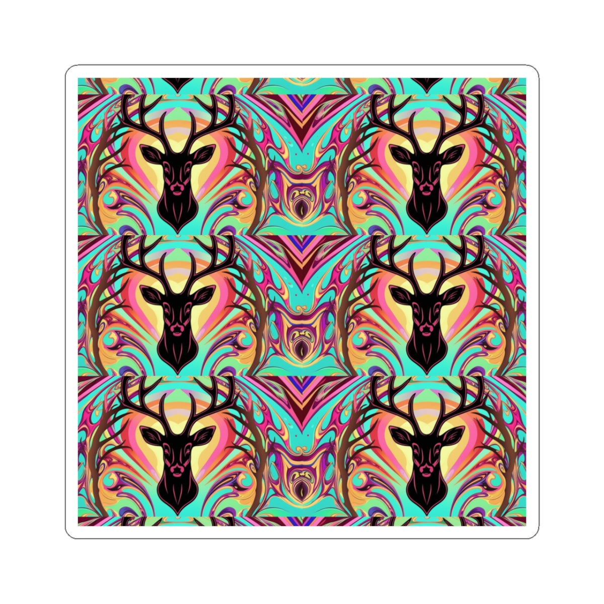 Vibrant Deer Kiss-Cut Stickers - Boho-Chic Art for Laptops and Decor