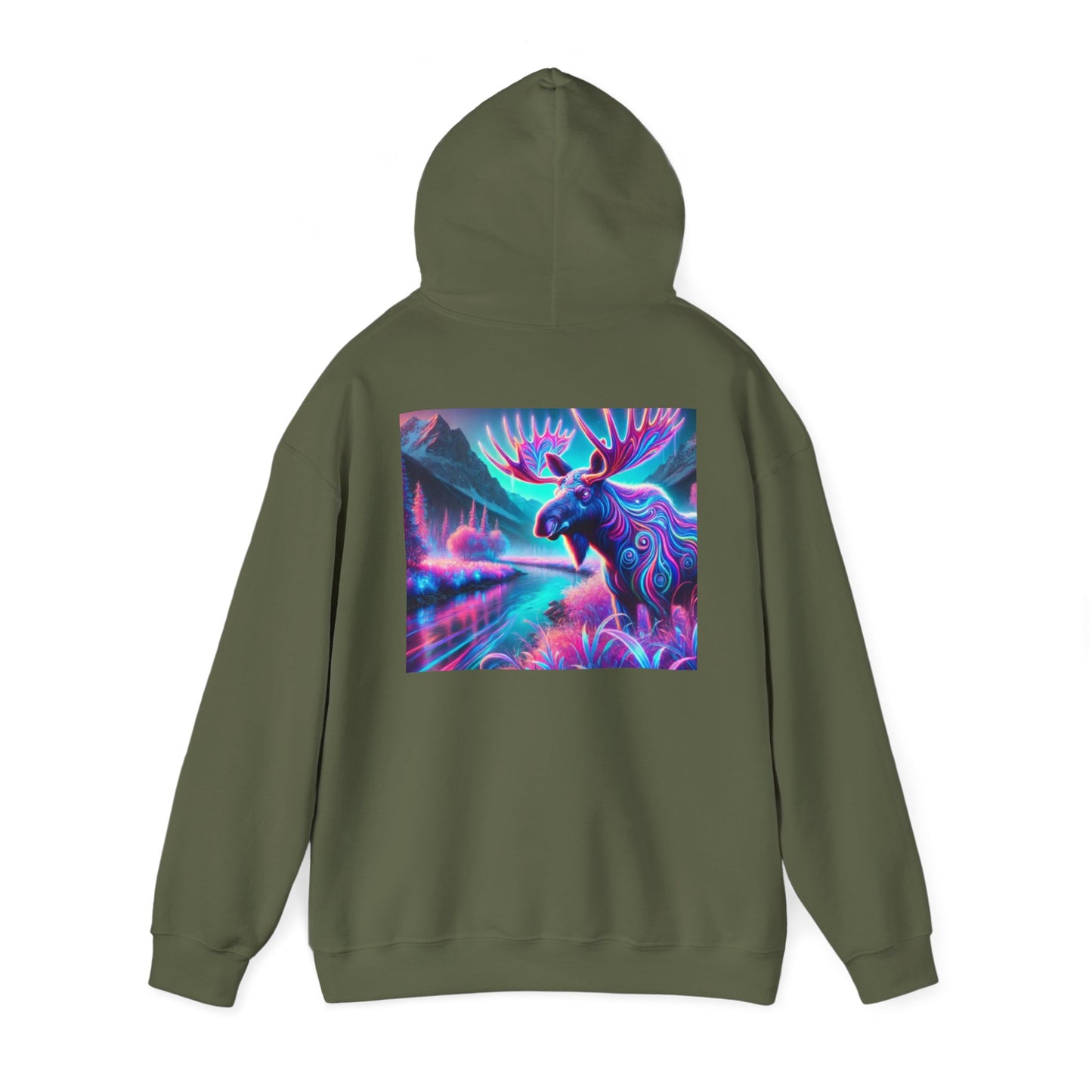 Colorful Moose Design Unisex Heavy Blend™ Hooded Sweatshirt - Unique Outdoorsy Style for Nature Lovers