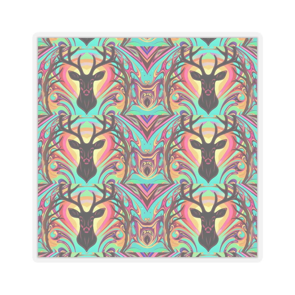 Vibrant Deer Kiss-Cut Stickers - Boho-Chic Art for Laptops and Decor