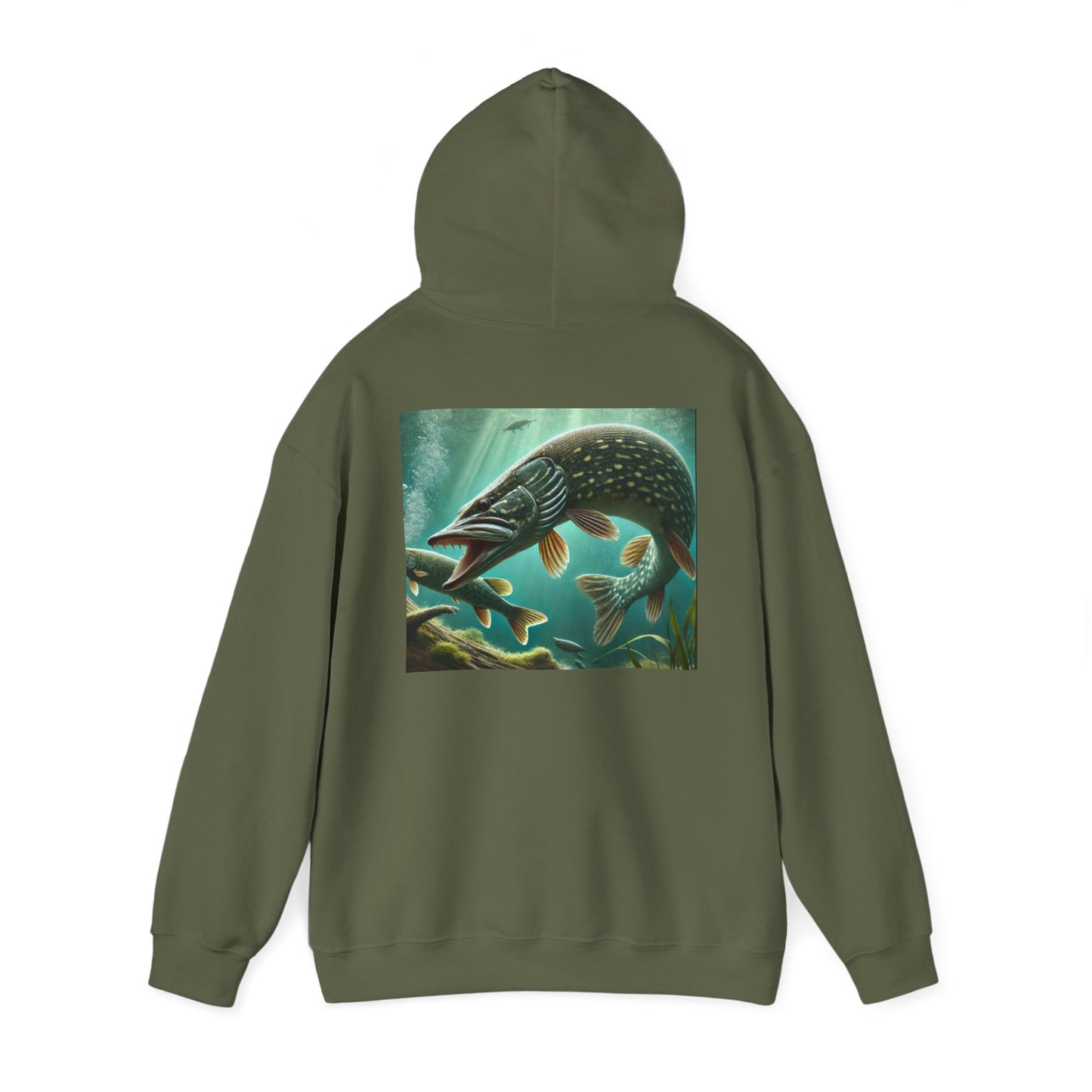 Pike Fishing Art Unisex Heavy Blend Hoodie | Perfect for Anglers & Outdoor Lovers