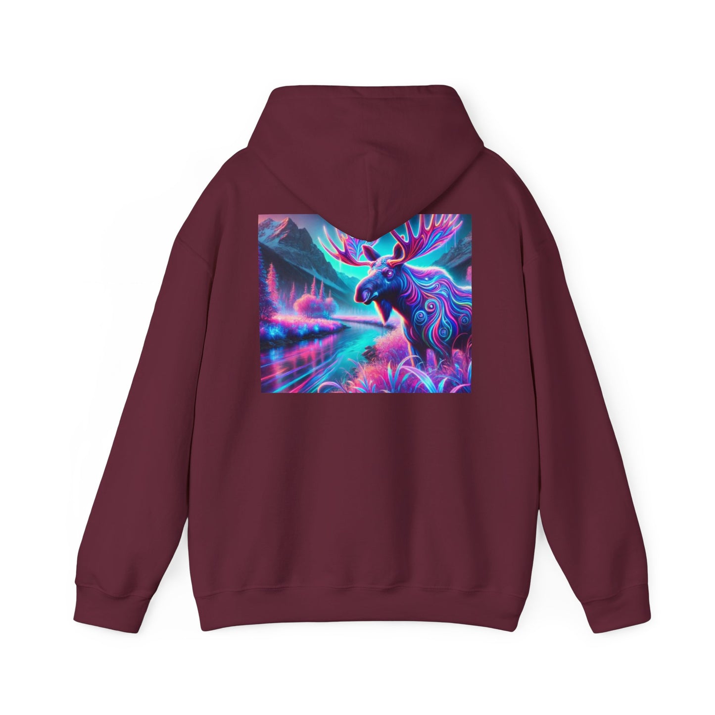 Colorful Moose Design Unisex Heavy Blend™ Hooded Sweatshirt - Unique Outdoorsy Style for Nature Lovers