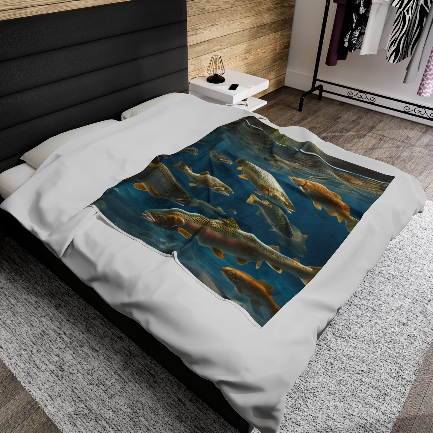 Fishing Adventure Velveteen Plush Blanket - Cozy Decor for Outdoor Enthusiasts