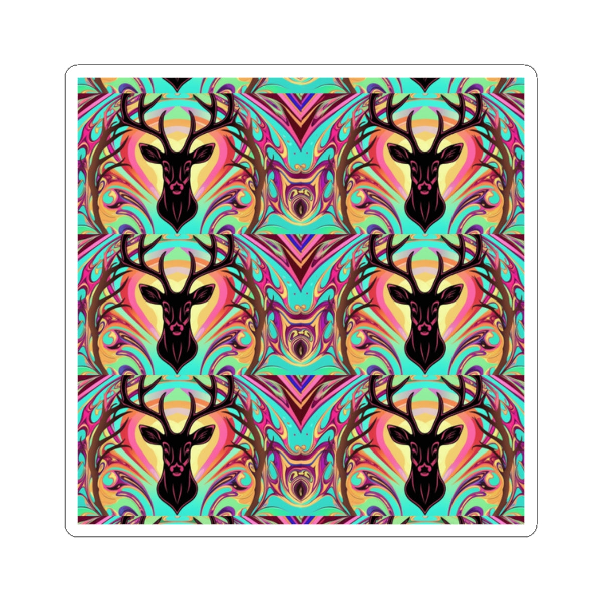 Vibrant Deer Kiss-Cut Stickers - Boho-Chic Art for Laptops and Decor