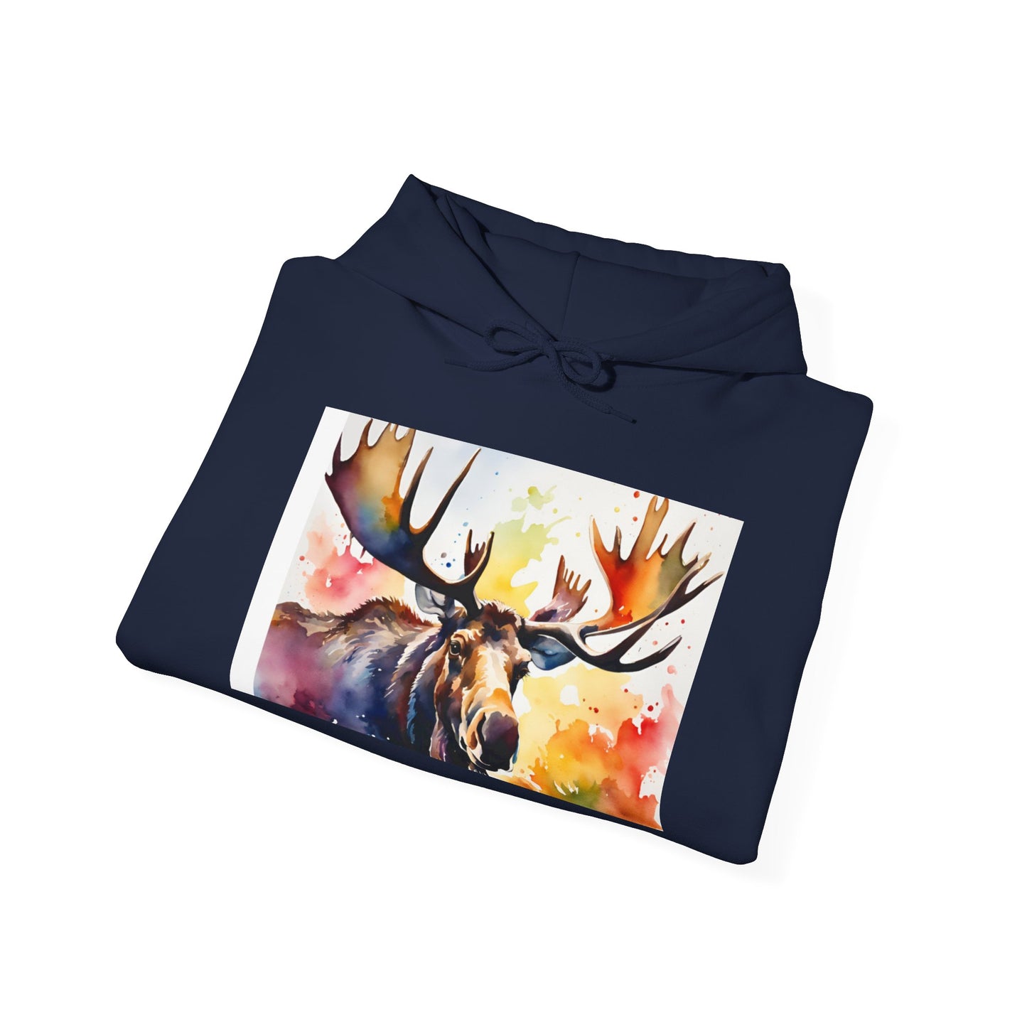 Moose Watercolor Unisex Heavy Blend Hoodie - Cozy & Artistic Sweatshirt for Nature Lovers