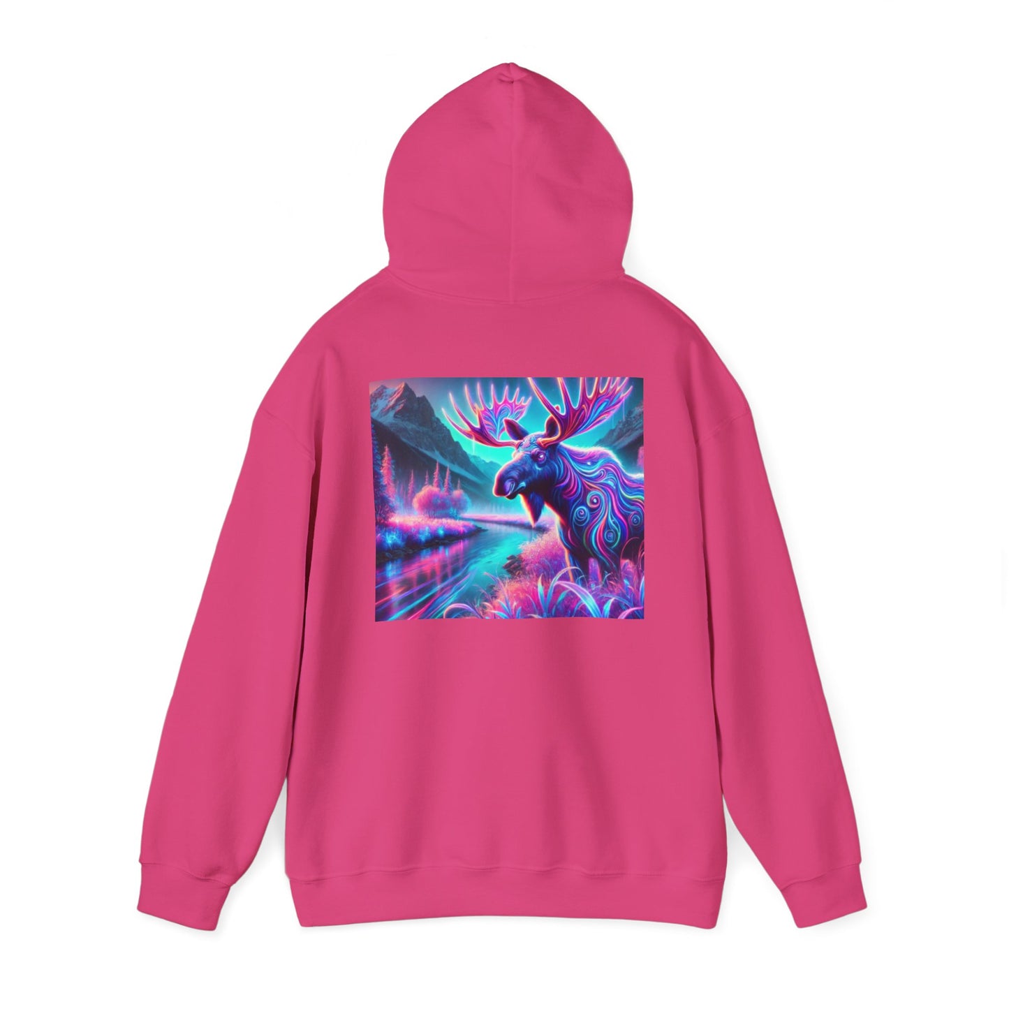 Colorful Moose Design Unisex Heavy Blend™ Hooded Sweatshirt - Unique Outdoorsy Style for Nature Lovers