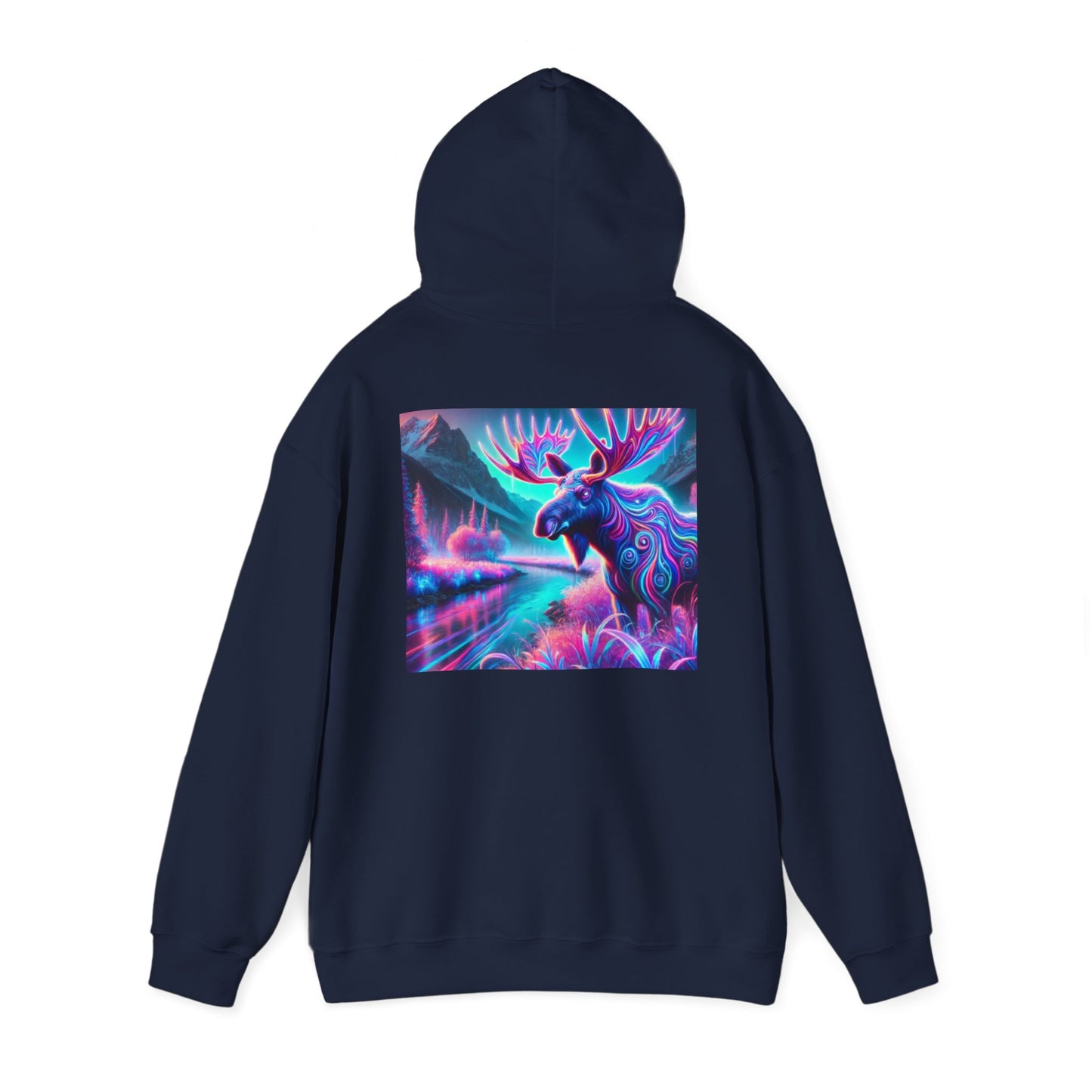 Colorful Moose Design Unisex Heavy Blend™ Hooded Sweatshirt - Unique Outdoorsy Style for Nature Lovers