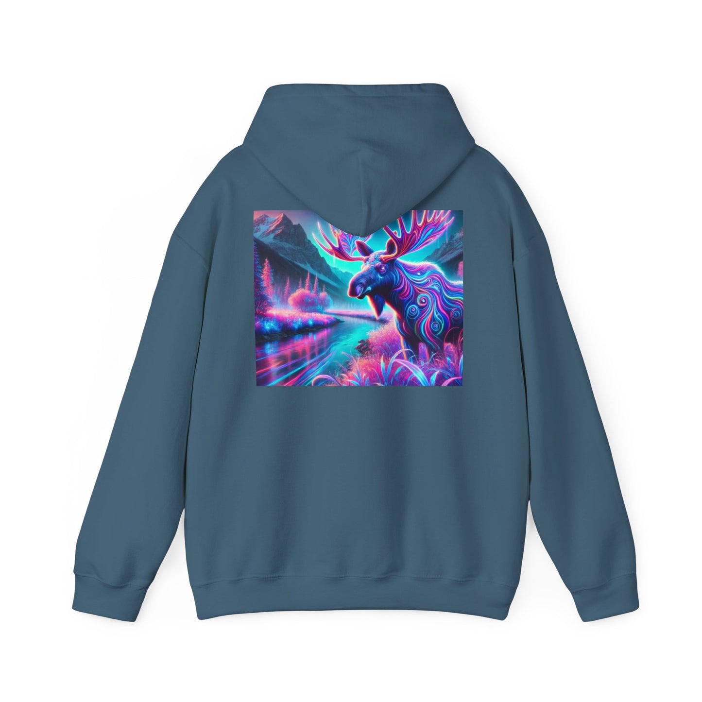 Colorful Moose Design Unisex Heavy Blend™ Hooded Sweatshirt - Unique Outdoorsy Style for Nature Lovers